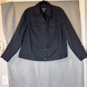 Jones New York Black Pinstripe Utility Jacket.  Excellent Condition.